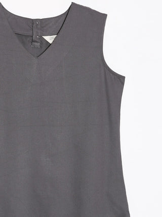 Grey V-Neck Sleeveless Top