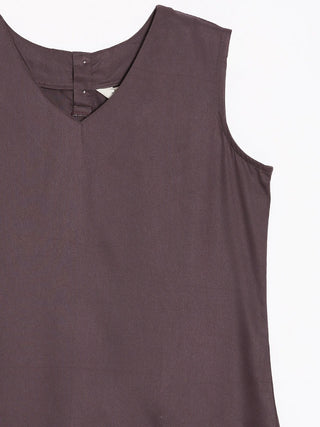 Brinjal V-Neck Sleeveless Top