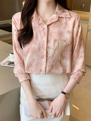 Floral Print Button Front Shirt, Casual Long Sleeve