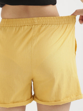 Yellow Airy-Linen Shorts