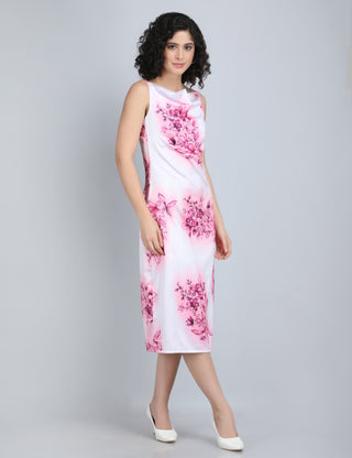 Elegant Pink Floral Midi Dress