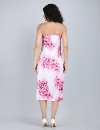 Elegant Pink Floral Midi Dress