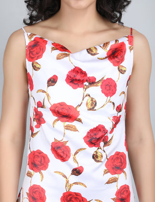 Romantic Red Floral Midi Dress