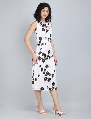 Classic Black Floral Midi Dress