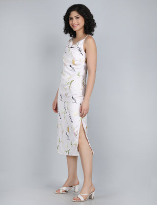 Delicate Floral Print Midi Dress