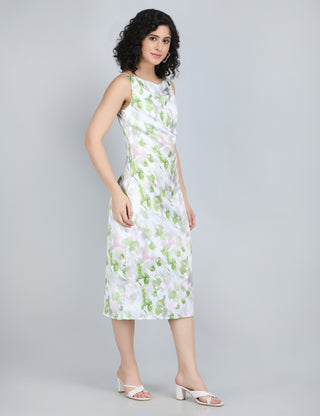 Serene Green Floral Midi Dress