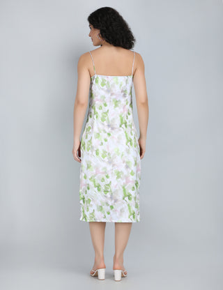 Serene Green Floral Midi Dress