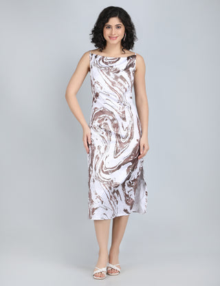 Elegant Marble Print Midi Dress