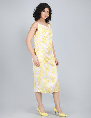 Sunny Yellow Floral Midi Dress