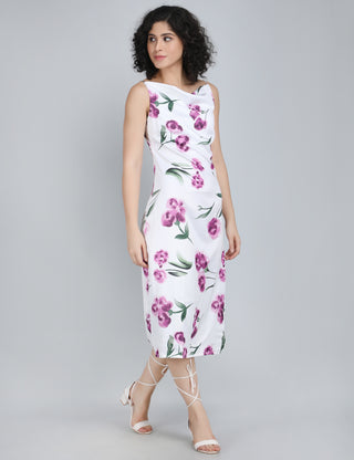 Chic Lilac Floral Midi Dress