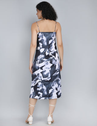 Monochrome Marble Midi Dress