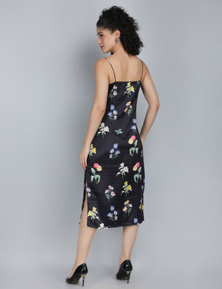 Midnight Blossom Floral Midi Dress