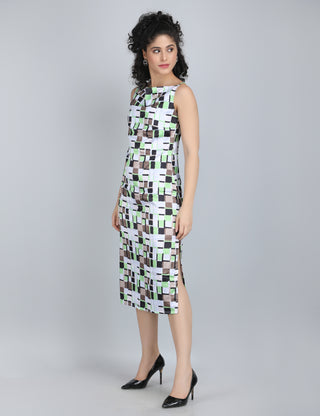 Modern Geometric Print Midi Dress