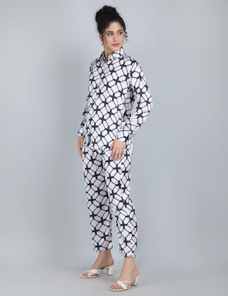 Monochrome Geometric Satin Co-Ord Set