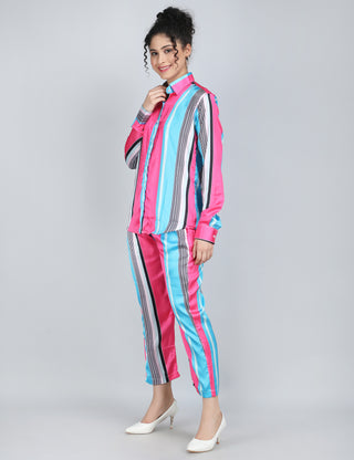 Vibrant Striped Satin Co-Ord Set