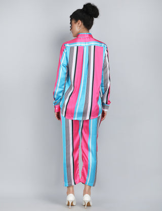 Vibrant Striped Satin Co-Ord Set