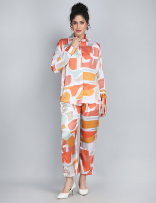 Abstract Harmony Satin Co-Ord Set