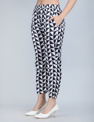 Monochrome Triangle Print Satin Co-Ord Set