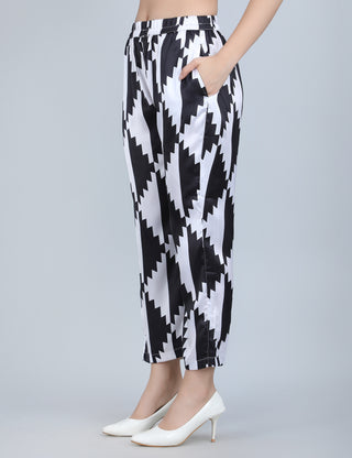 Monochrome Zigzag Satin Co-Ord Set