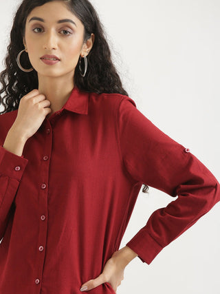 Maroon Airy-Linen Shirt