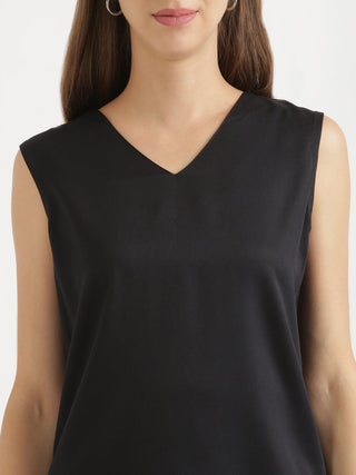 Black V-Neck Sleeveless Top