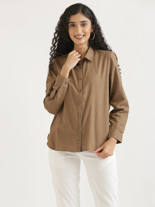 Coffee Brown Airy-Linen Shirt