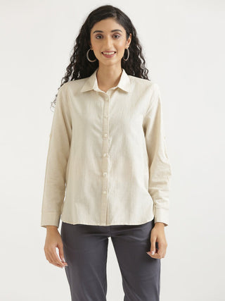 Ecru Airy-Linen Shirt