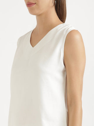 White V-Neck Sleeveless Top