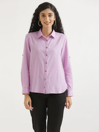 Lilac Airy-Linen Shirt