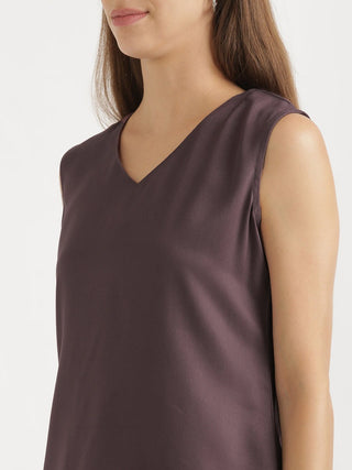 Brinjal V-Neck Sleeveless Top