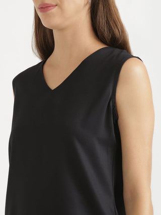 Black V-Neck Sleeveless Top