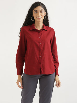 Maroon Airy-Linen Shirt