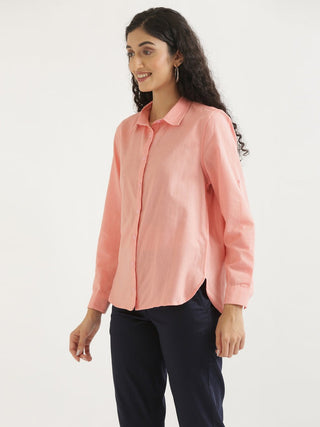 Peach Airy-Linen Shirt