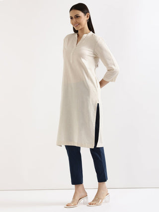 Ecru Airy Linen Long Kurta