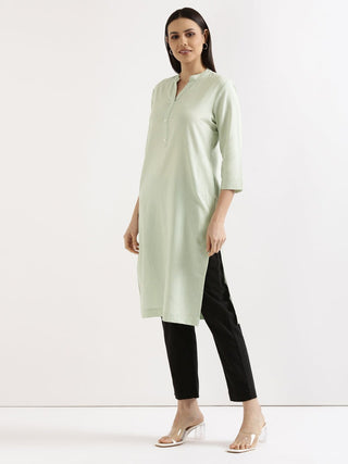 Mint Green Airy Linen Long Kurta