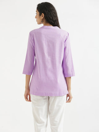 Lilac Airy Linen Short Kurta