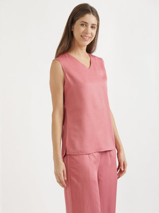 Rose V-Neck Sleeveless Top