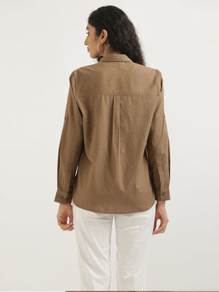 Coffee Brown Airy-Linen Shirt