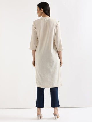 Ecru Airy Linen Long Kurta