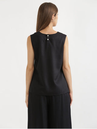 Black V-Neck Sleeveless Top