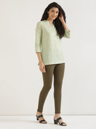 Mint Green Airy Linen Short Kurta