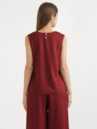 Maroon V-Neck Sleeveless Top