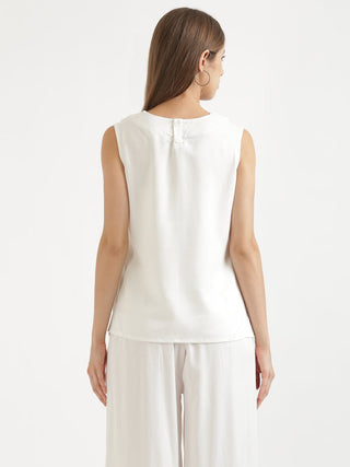 White V-Neck Sleeveless Top