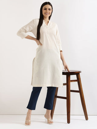 Ecru Airy Linen Long Kurta