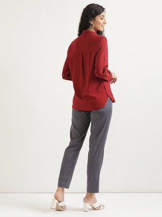 Maroon Airy-Linen Shirt