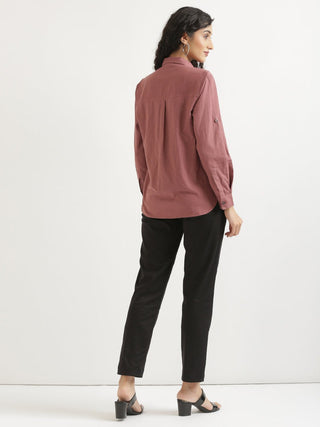 Rose Taupe Airy-Linen Shirt