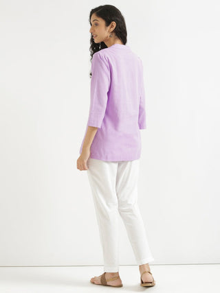 Lilac Airy Linen Short Kurta