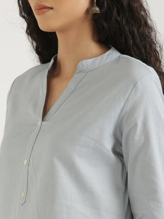 Sky Blue Airy Linen Short Kurta