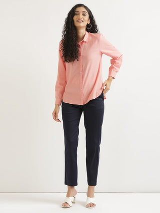 Peach Airy-Linen Shirt