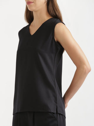 Black V-Neck Sleeveless Top